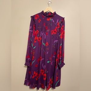 Purple and Red Flowers Calvin Klein Dress